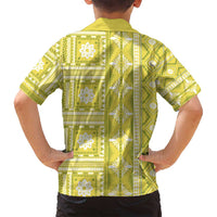Fiji Masi All Yellow Family Matching Summer Maxi Dress and Hawaiian Shirt Tapa Pattern LT01 - Polynesian Pride