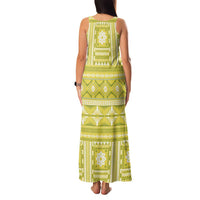 Fiji Masi All Yellow Family Matching Tank Maxi Dress and Hawaiian Shirt Tapa Pattern LT01 - Polynesian Pride