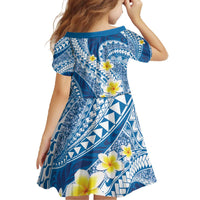 Plumeria Polynesian Blue Glitter Pattern Family Matching Off The Shoulder Long Sleeve Dress and Hawaiian Shirt LT01 - Polynesian Pride