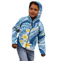 Plumeria Polynesian Blue Glitter Pattern Kid Hoodie