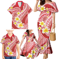 Plumeria Polynesian Coral Glitter Pattern Family Matching Mermaid Dress and Hawaiian Shirt LT01 - Polynesian Pride