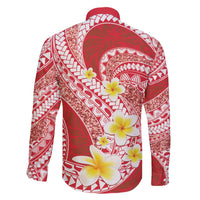Plumeria Polynesian Coral Glitter Pattern Family Matching Off The Shoulder Long Sleeve Dress and Hawaiian Shirt LT01 - Polynesian Pride