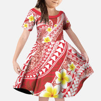 Plumeria Polynesian Coral Glitter Pattern Family Matching Summer Maxi Dress and Hawaiian Shirt LT01 Daughter's Dress Coral - Polynesian Pride