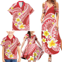 Plumeria Polynesian Coral Glitter Pattern Family Matching Summer Maxi Dress and Hawaiian Shirt LT01 - Polynesian Pride