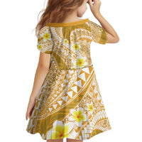 Plumeria Polynesian Gold Glitter Pattern Family Matching Off The Shoulder Long Sleeve Dress and Hawaiian Shirt LT01 - Polynesian Pride