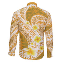 Plumeria Polynesian Gold Glitter Pattern Family Matching Short Sleeve Bodycon Dress and Hawaiian Shirt LT01 - Polynesian Pride
