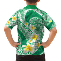 Plumeria Polynesian Green Glitter Pattern Family Matching Off Shoulder Maxi Dress and Hawaiian Shirt LT01 - Polynesian Pride
