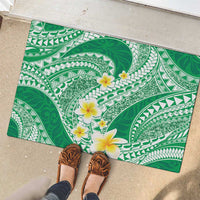 Plumeria Polynesian Green Glitter Pattern Rubber Doormat