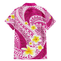 Plumeria Polynesian Pink Glitter Pattern Family Matching Mermaid Dress and Hawaiian Shirt LT01 - Polynesian Pride