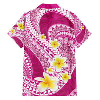 Plumeria Polynesian Pink Glitter Pattern Family Matching Short Sleeve Bodycon Dress and Hawaiian Shirt LT01 - Polynesian Pride