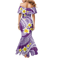 Plumeria Polynesian Purple Glitter Pattern Family Matching Mermaid Dress and Hawaiian Shirt LT01 - Polynesian Pride