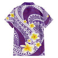 Plumeria Polynesian Purple Glitter Pattern Family Matching Off The Shoulder Long Sleeve Dress and Hawaiian Shirt LT01 - Polynesian Pride