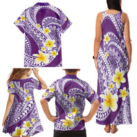 Plumeria Polynesian Purple Glitter Pattern Family Matching Tank Maxi Dress and Hawaiian Shirt LT01 - Polynesian Pride