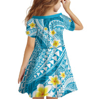 Plumeria Polynesian Sky Blue Glitter Pattern Family Matching Off The Shoulder Long Sleeve Dress and Hawaiian Shirt LT01 - Polynesian Pride