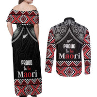 Aotearoa Toitu Te Tiriti Waitangi Couples Matching Off Shoulder Maxi Dress and Long Sleeve Button Shirt Proud To Be Maori LT01 - Polynesian Pride