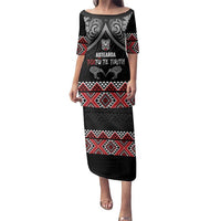 Aotearoa Toitu Te Tiriti Waitangi Family Matching Puletasi and Hawaiian Shirt Proud To Be Maori LT01 Mom's Dress Black - Polynesian Pride