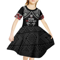 Aotearoa Toitu Te Tiriti Waitangi Kid Short Sleeve Dress Proud To Be Maori LT01 - Polynesian Pride