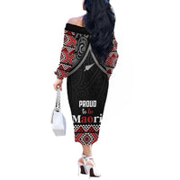 Aotearoa Toitu Te Tiriti Waitangi Off The Shoulder Long Sleeve Dress Proud To Be Maori LT01 - Polynesian Pride