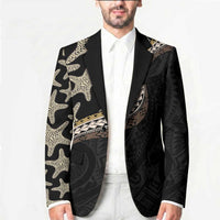 Beige Polynesian Starfish Unique Pattern Blazer