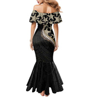 Beige Polynesian Starfish Unique Pattern Mermaid Dress