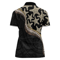Beige Polynesian Starfish Unique Pattern Women Polo Shirt