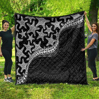 Monotone Polynesian Starfish Unique Pattern Quilt