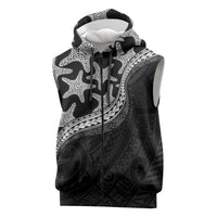 Monotone Polynesian Starfish Unique Pattern Sleeveless Zip Hoodie