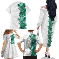 Hawaii Tropical Leaves Family Matching Off The Shoulder Long Sleeve Dress and Hawaiian Shirt Polynesian Pattern LT01 - Polynesian Pride