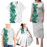 Hawaii Tropical Leaves Family Matching Puletasi and Hawaiian Shirt Polynesian Pattern
