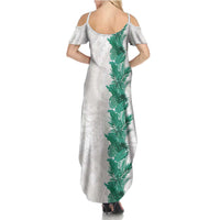Hawaii Tropical Leaves Family Matching Summer Maxi Dress and Hawaiian Shirt Polynesian Pattern