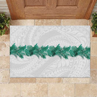Hawaii Tropical Leaves Rubber Doormat Polynesian Pattern