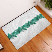 Hawaii Tropical Leaves Rubber Doormat Polynesian Pattern