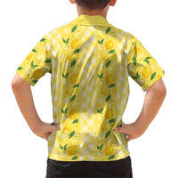 Hawaii Lemon Palaka Family Matching Long Sleeve Bodycon Dress and Hawaiian Shirt Striped Stylized LT01 - Polynesian Pride