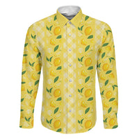 Hawaii Lemon Palaka Family Matching Long Sleeve Bodycon Dress and Hawaiian Shirt Striped Stylized LT01 Dad's Shirt - Long Sleeve Yellow - Polynesian Pride