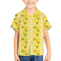 Hawaii Lemon Palaka Family Matching Long Sleeve Bodycon Dress and Hawaiian Shirt Striped Stylized LT01 Son's Shirt Yellow - Polynesian Pride