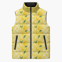 Hawaii Lemon Palaka Sleeveless Puffer Jacket Striped Stylized