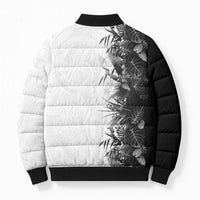 Hawaii Tropical Plant Monochrome Bomber Puffer Jacket Vibrant Polynesian Pattern