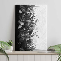 Hawaii Tropical Plant Monochrome Canvas Wall Art Vibrant Polynesian Pattern