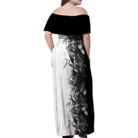 Hawaii Tropical Plant Monochrome Family Matching Off Shoulder Maxi Dress and Hawaiian Shirt Vibrant Polynesian Pattern LT01 - Polynesian Pride
