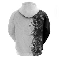 Hawaii Tropical Plant Monochrome Hoodie Vibrant Polynesian Pattern