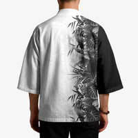 Hawaii Tropical Plant Monochrome Kimono Vibrant Polynesian Pattern