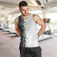 Hawaii Tropical Plant Monochrome Men Tank Top Vibrant Polynesian Pattern