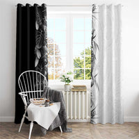 Hawaii Tropical Plant Monochrome Window Curtain Vibrant Polynesian Pattern