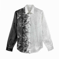Hawaii Tropical Plant Monochrome Women Casual Shirt Vibrant Polynesian Pattern