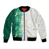 Hawaii Tropical Plant Omaomao Bomber Jacket Vibrant Polynesian Pattern
