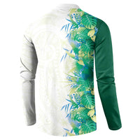 Hawaii Tropical Plant Omaomao Button Sweatshirt Vibrant Polynesian Pattern