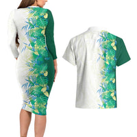Hawaii Tropical Plant Omaomao Couples Matching Long Sleeve Bodycon Dress and Hawaiian Shirt Vibrant Polynesian Pattern LT01 - Polynesian Pride
