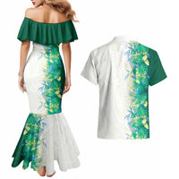 Hawaii Tropical Plant Omaomao Couples Matching Mermaid Dress and Hawaiian Shirt Vibrant Polynesian Pattern