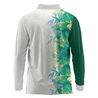 Hawaii Tropical Plant Omaomao Long Sleeve Polo Shirt Vibrant Polynesian Pattern