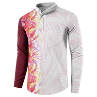 Hawaii Tropical Plant Akala Button Sweatshirt Vibrant Polynesian Pattern